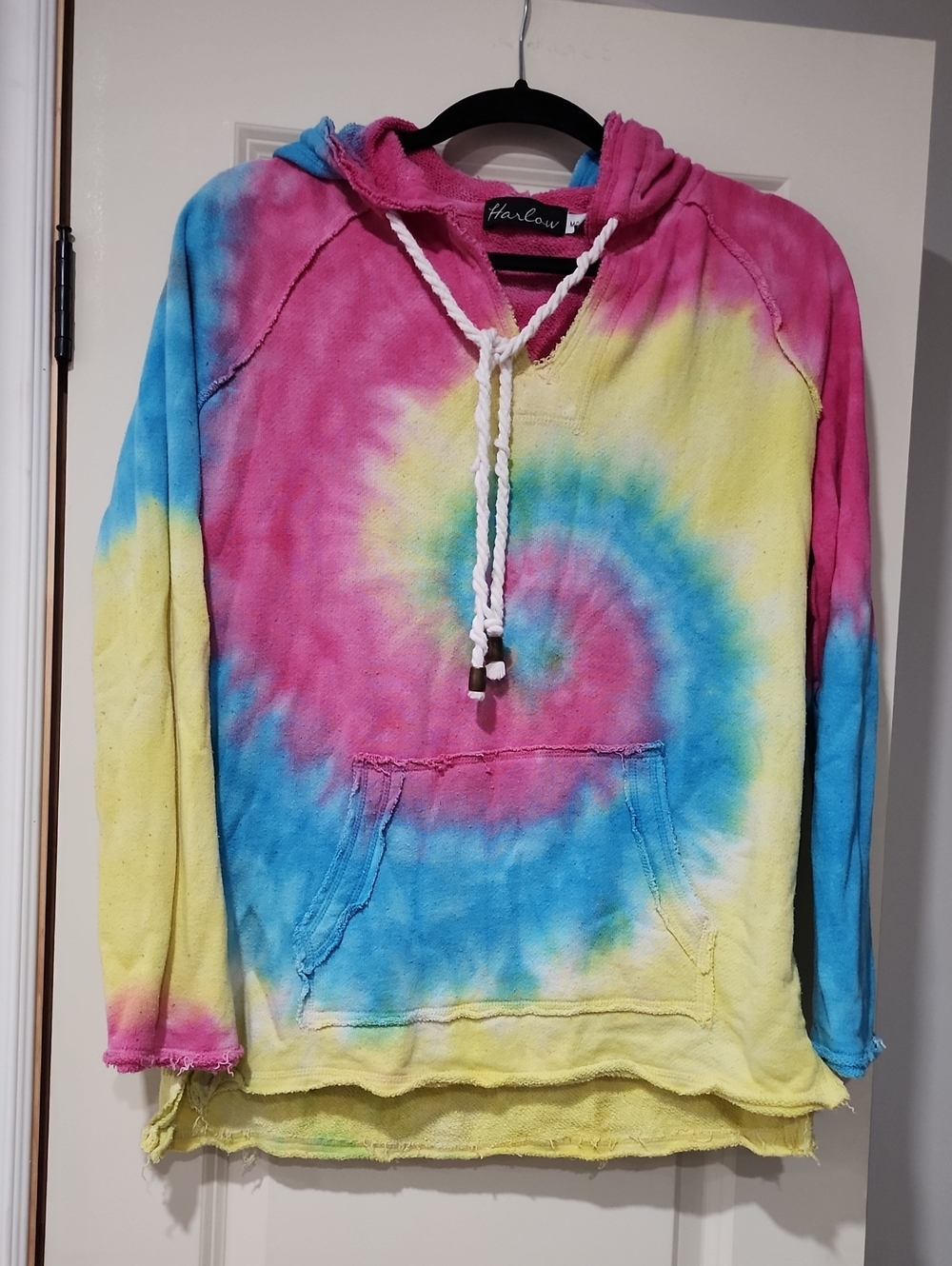 Harlow Tie-Dye Cowl Hoodie - Pink, Yellow & Blue